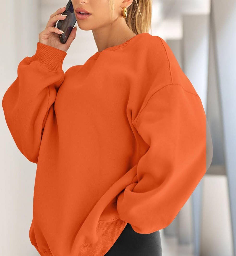 Masyal - Wholesale Sweatshirt - Women's - Women Oversize Fleece Crew Neck Sweatshirts10
