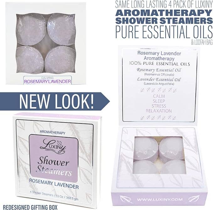 Luxiny Products - Luxurious Bath and Body - Vendita all'ingrosso Bombe/Compresse vaporizzanti da doccia - Vaporizzatori per doccia | Olio essenziale | Confezione da quattro | Regalo per la cura personale4