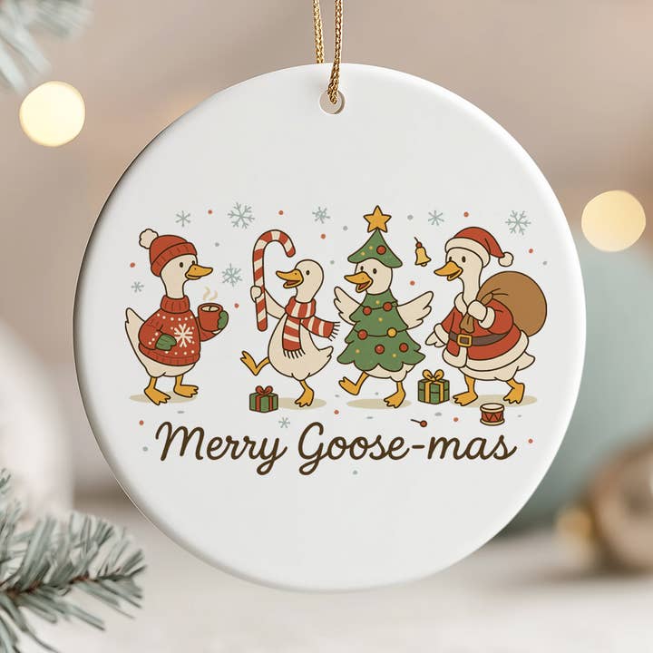 God Jul Gåsmas Julgransprydnad i Keramik för wholesale av DaisyChainDesignCo