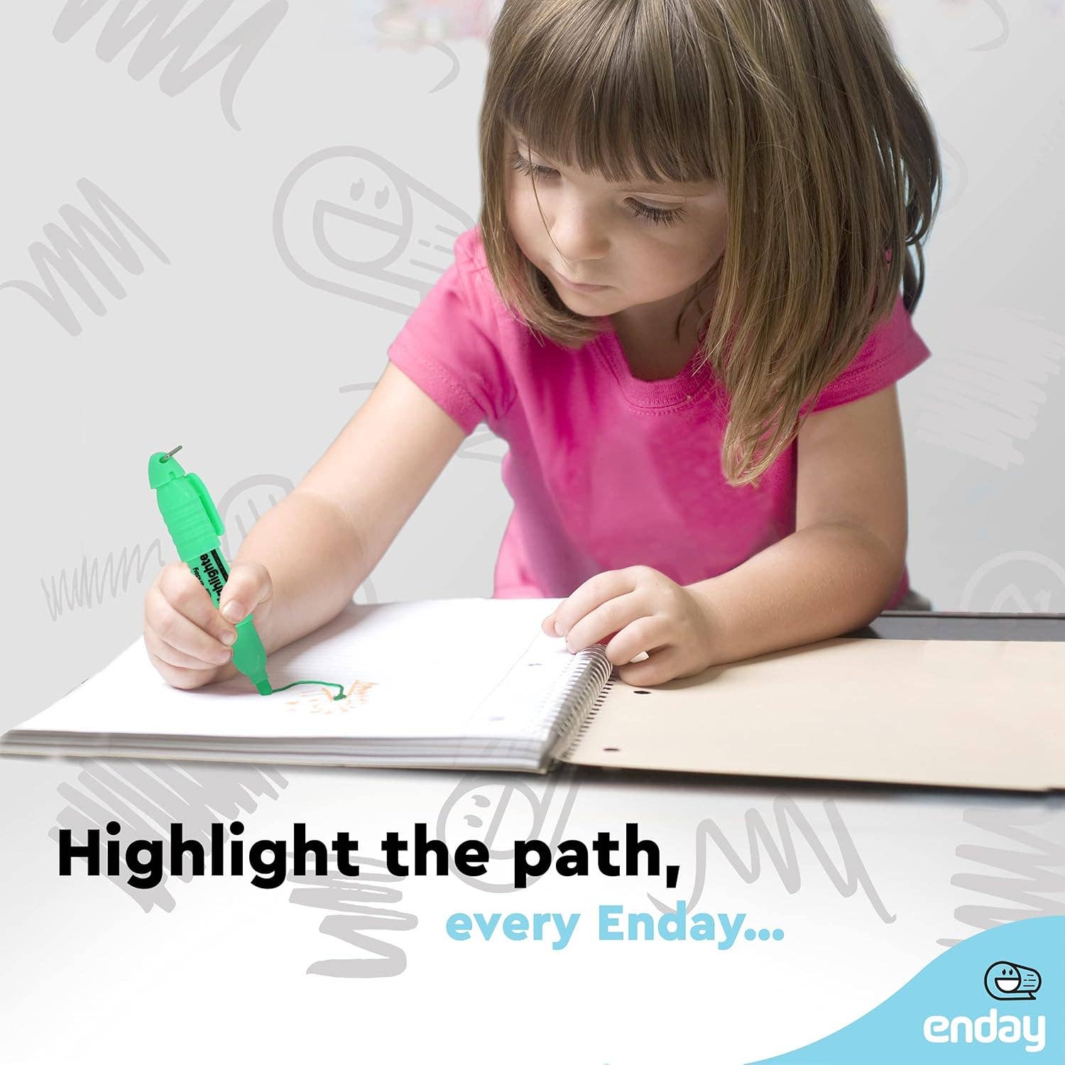enday – wholesale Färgmarkering – Mini fluorescerande överstrykningspenna med lockklämma (6Pack)3