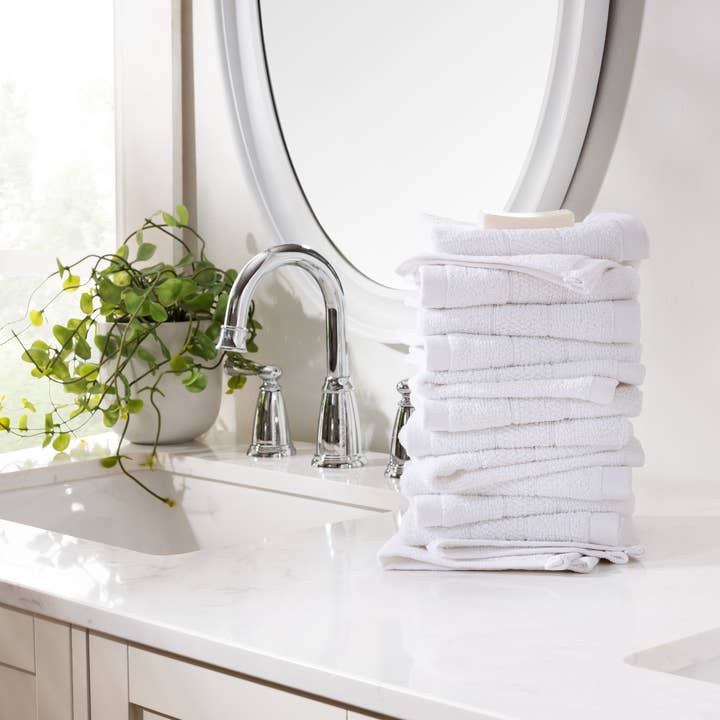 Arkwright Home - Wholesale Wash Cloth - Family Essentials Cotton Washcloths (Bulk Case of 144) 12x124