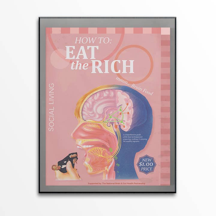 How to Eat The Rich - Vintage Collage Wall Art -FRAMED PRINT for wholesale by Social Living