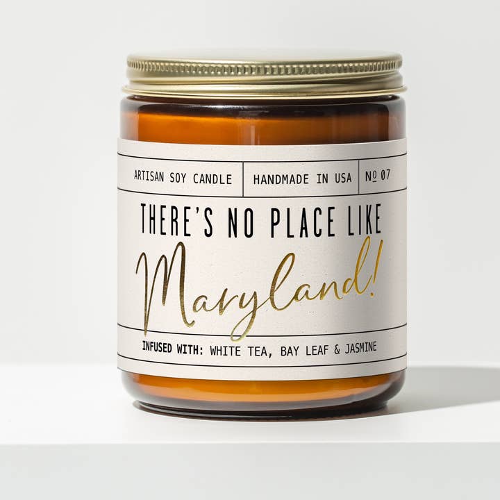 Vela de cera de soja «No hay lugar como Maryland» - Regalos estatales para venta al por mayor de Soy and Sass