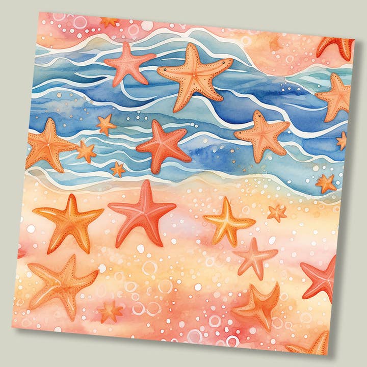 Greeting card, Sea & Starfish for wholesale by Footle Publishing