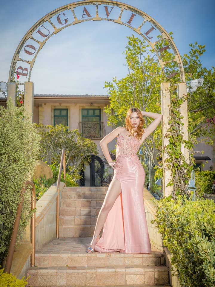 Embellished neckline, thin straps, gathered waistline & shee for wholesale by La Veneto