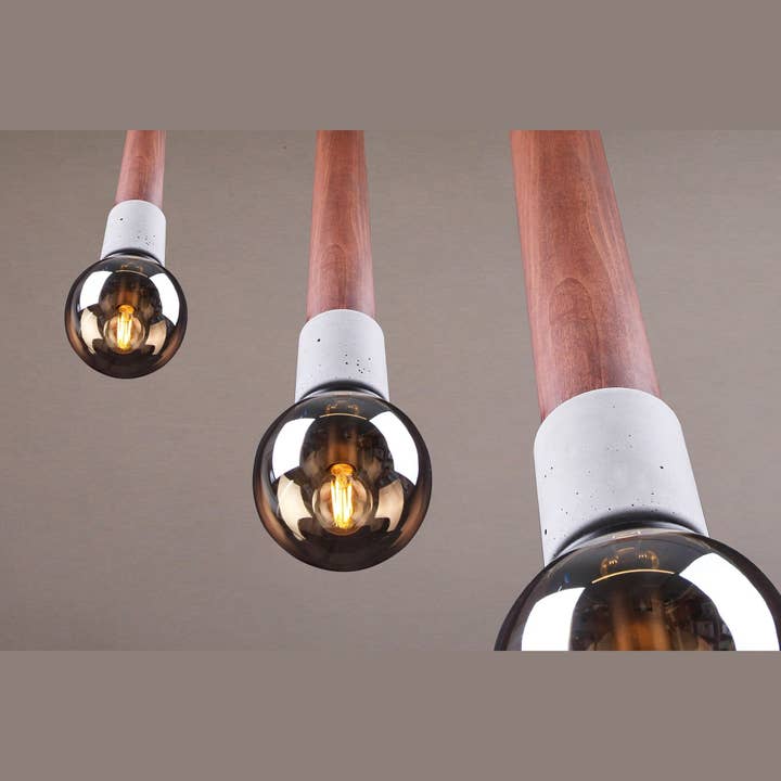 HEKA LIGHTING & TRADING LTD – wholesale Ljuskrona/hängande ljus – Stor hängande belysning i trä och betong, taklampa för köksö, matsalslampa, art deco-hänge, sänglampa. MODELL: TOCHI