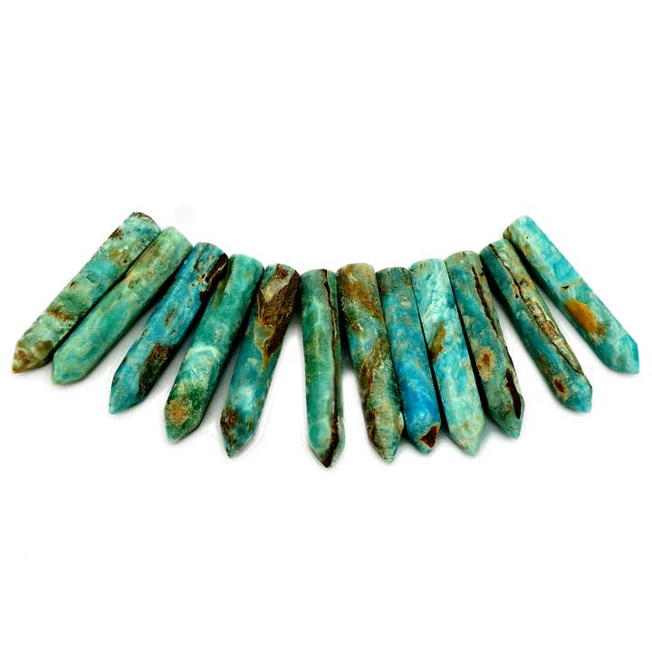 Kaia & Crystals – Großhandel Spiritueller Stein/Kristall – Blauer Aragonit Kristall-Spitzenpunkt (70 mm)3