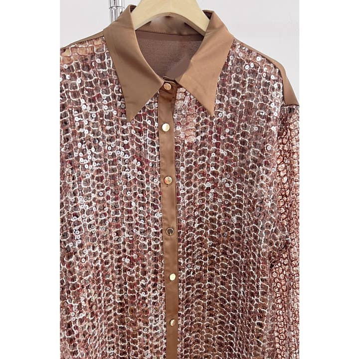 XHHH Inc - Wholesale Shirt - Women's - X9342CT Sequin Button-Up Shirt2