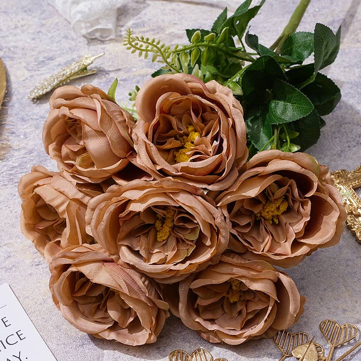 Sweet Home Deco - Wholesale Artificial Flowers - 17''T Artificial Austin Rose Bouquet, 7 Flower Heads, Colors5