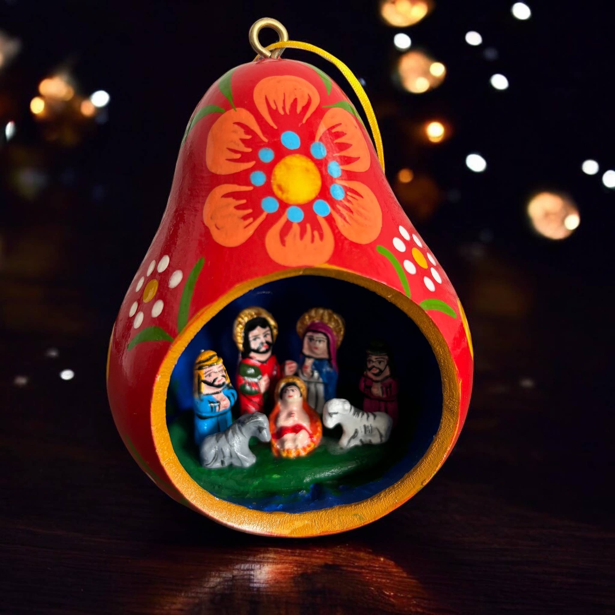 Zoe Artcrafts Corp. - Wholesale Ornament - Gourd Christmas Multicolor Tree ornament with Nativity Scene6