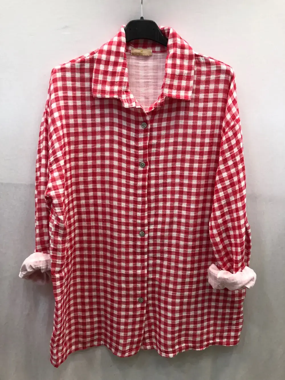 Mimi & Gogo - Vente Chemise à col boutonné – femme - Chemise Vichy Gaze de Coton @2914_ChGazeVichy10