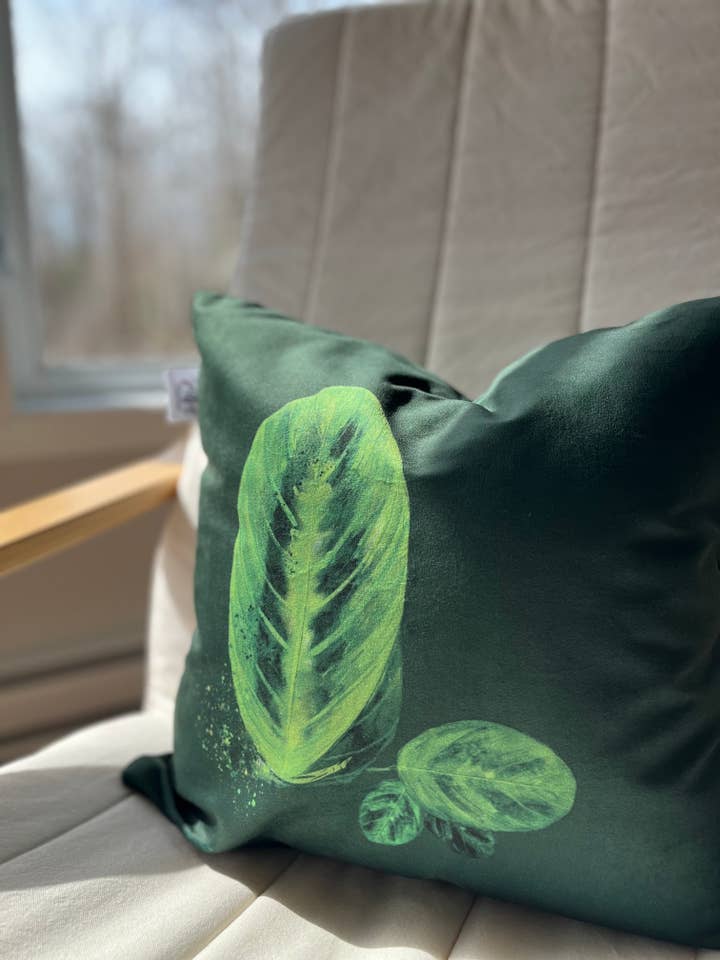 HOUSSE DE COUSSIN - MARANTA LEMON LIME (SIMPLE) pour la vente par Cynthiart etc