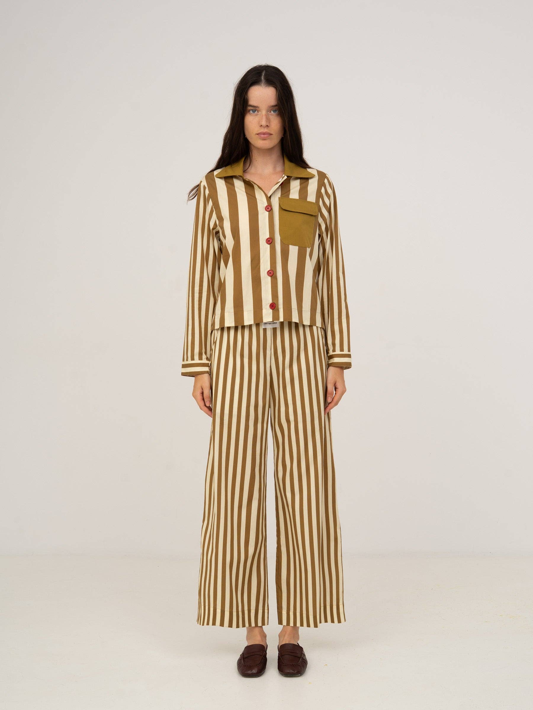 CARMEN SAYS - Vente Chemise à col boutonné – femme - Chemise rayée ascenseur3