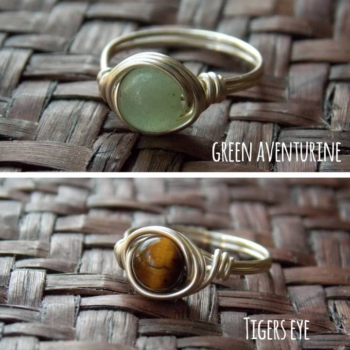 Gratefully Dreaming - Wholesale Single Stone/Solitaire Ring - Silver Plated Wire Wrapped Gemstone Rings9