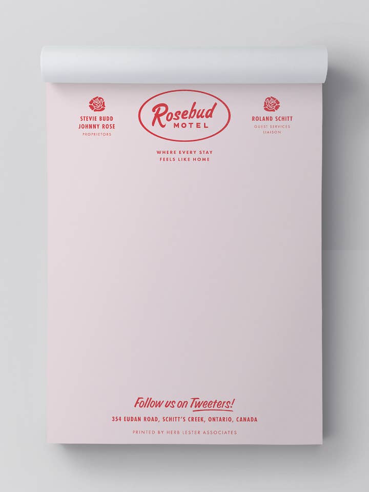 Rosebud Motel: Fictional Hotel Notepad Set for wholesale by Herb Lester Associates
