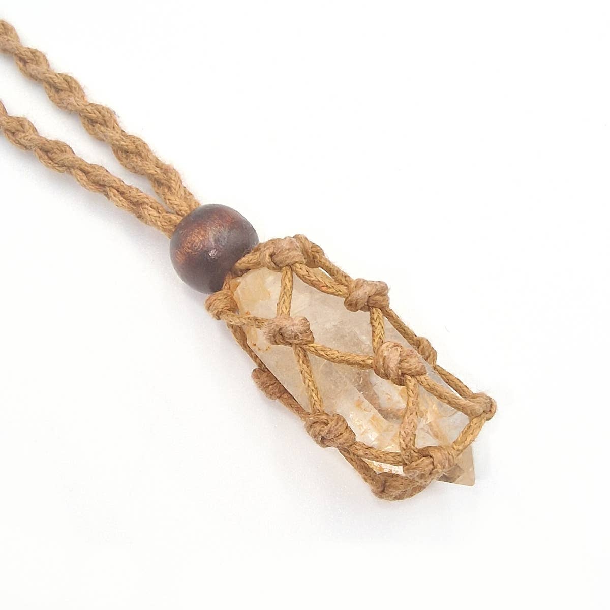 Shamans Crystal – Großhandel Kette mit Anhänger/Charm – Makramee-Netzbeutel-Halsschmuck für Trommelsteine11