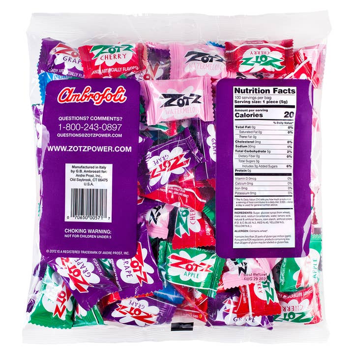 Andre Prost Inc. - Wholesale Hard Candy - Zotz 100 Count Assorted Bag-Case of 12 bags1