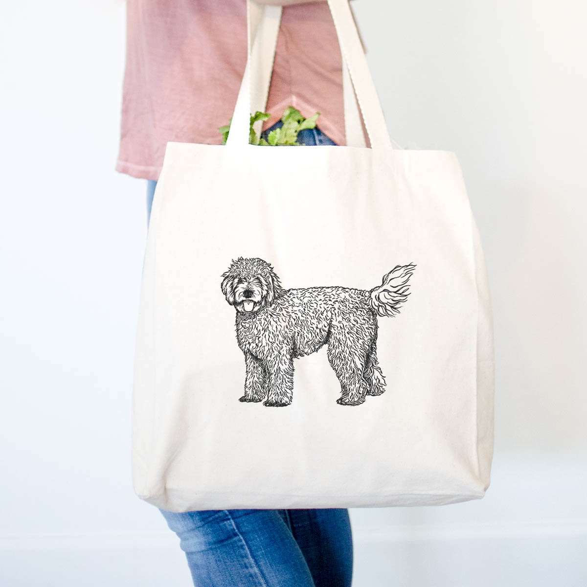 Beige Halftone Golden Doodle  - Tote Bag for wholesale on Faire0
