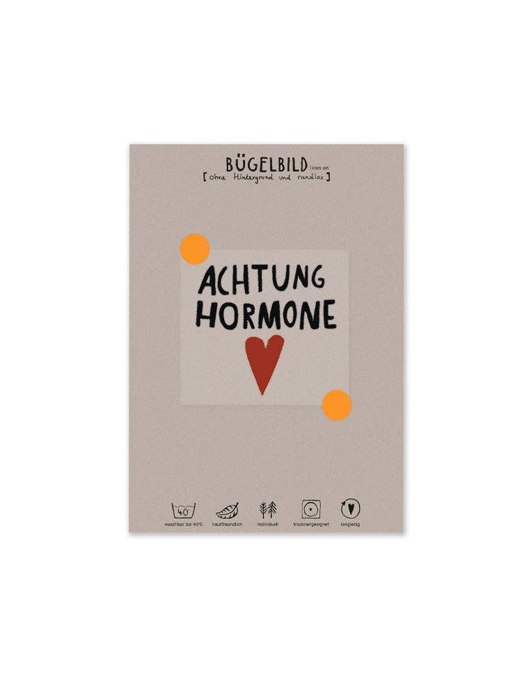Halfbird – Großhandel Aufkleber – Bügelbild randlos "Achtung Hormone"1