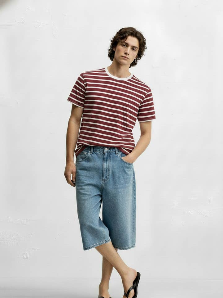 Camiseta masculina listrada Hawks Bay por atacado de Hawk's Bay