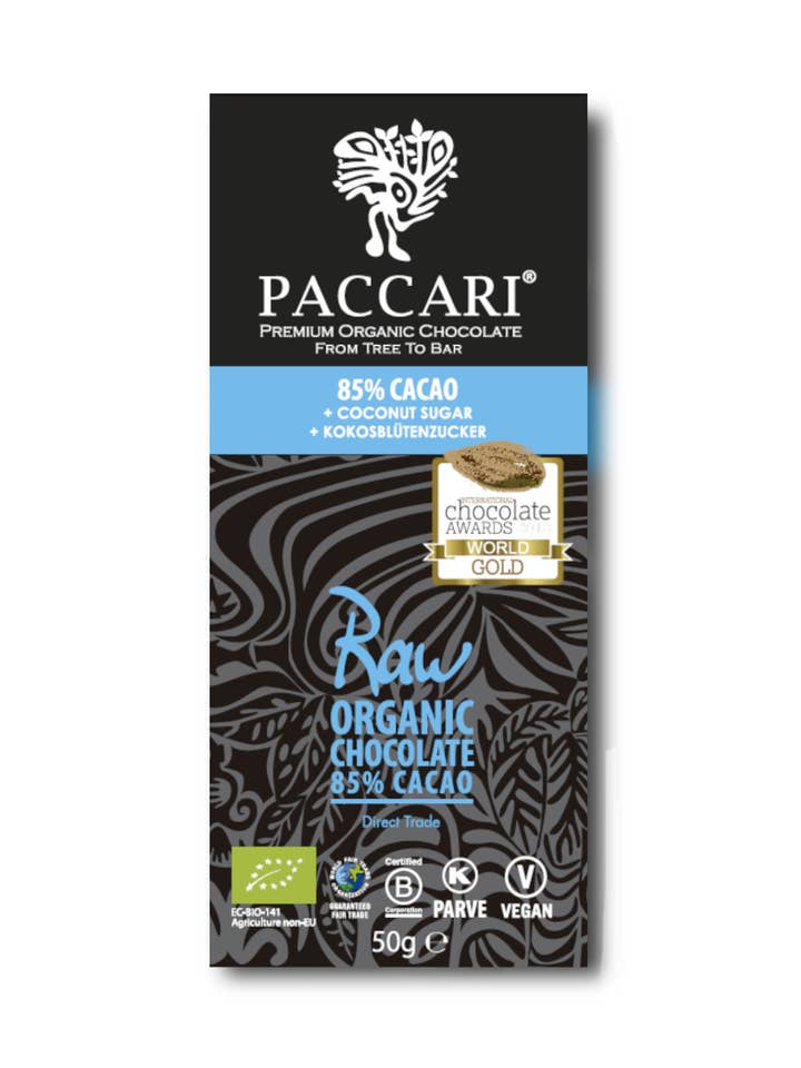 Rohe Bio Schokolade 85% & Kokoszucker for wholesale by PACCARI Deutschland und Österreich