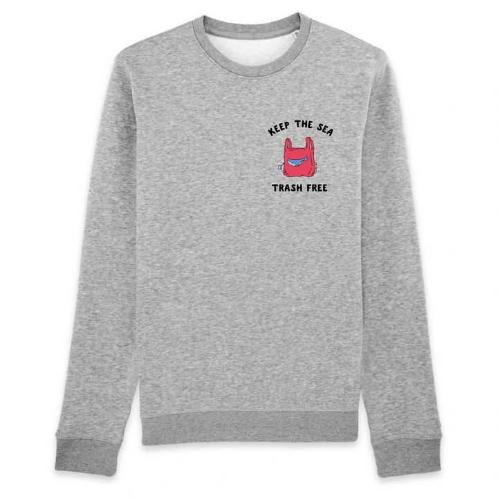 Keep the Sea Trash Free - Organic Cotton Sweatshirt for wholesale by Oat Milk Club