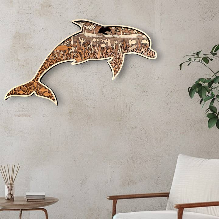 Gulf Coast Custom - Wholesale Wall Accent - Dolphin Multi-layer Wood Wall Art 1