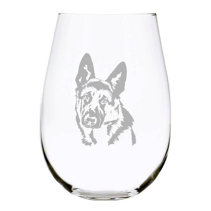 Verre à vin sans pied pour chien, sur le thème du berger allemand, 17 oz pour la vente par C&M Personal Gifts