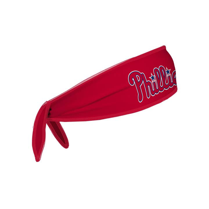 Red Cream Phillies Reversible Tie Back Cooling Headband: Wordmark / Alt Wordmark for wholesale on Faire