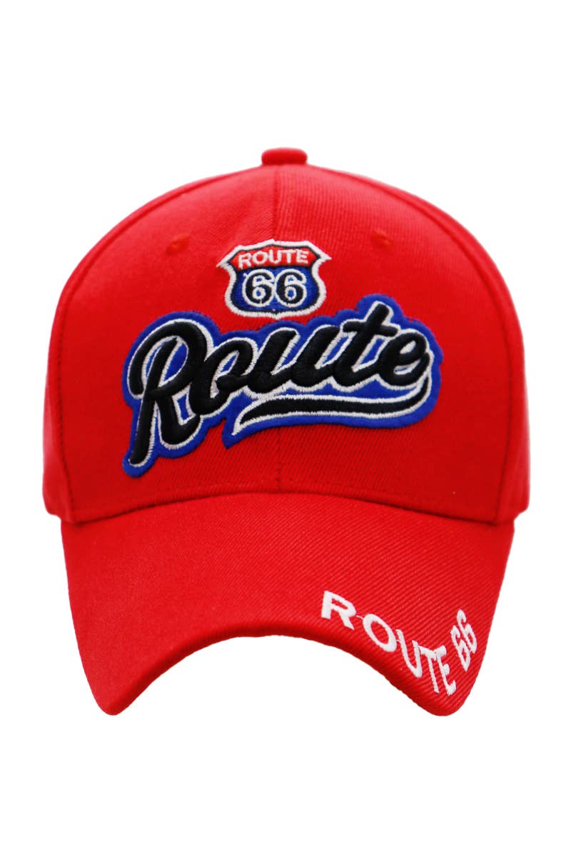 Cap Zone - Wholesale Baseball Cap - Unisex - Route 66 Cursive Logo Velcro Back Baseball Cap7