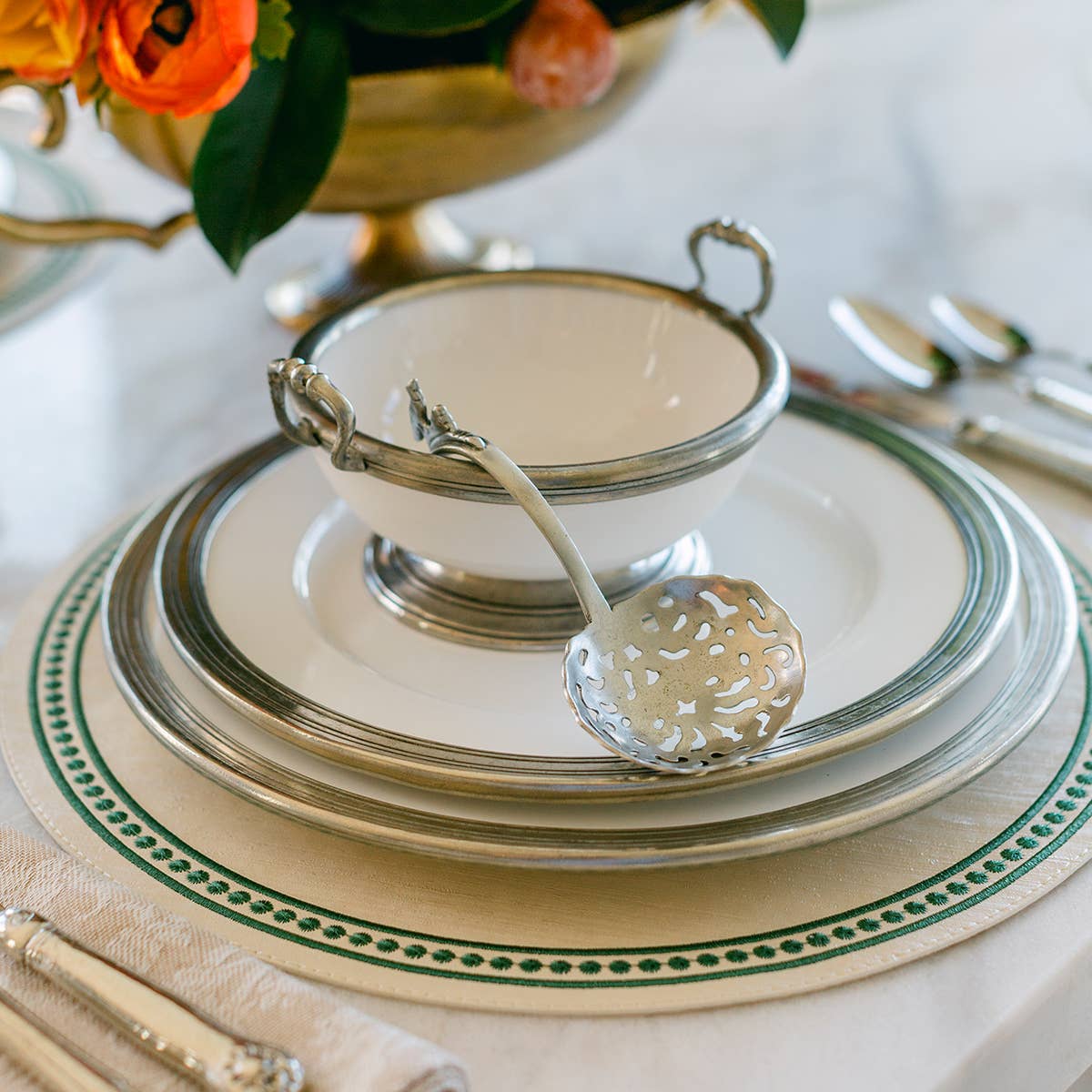 Arte Italica & Crown Linen Designs - Wholesale Placemat - Palermo Perla placemat - Uitverkoop7