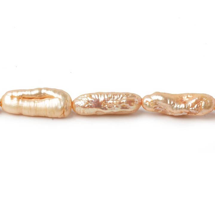 Foret droit à latte Biwa Freshwater Pearl 14 pouces, 24 pièces, 6 x 15 mm pour la vente par The Bead Traders