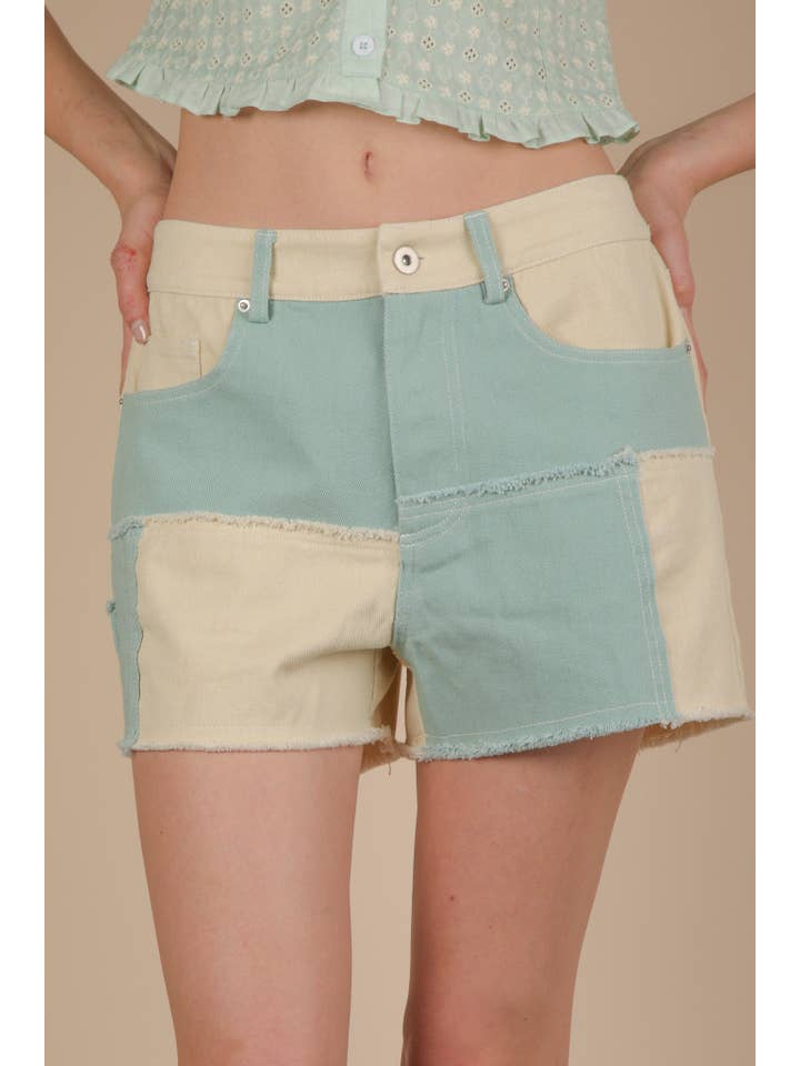 VERY J - Vente Short – femme - NP70779-Short décontracté à blocs de couleur lavés doux11