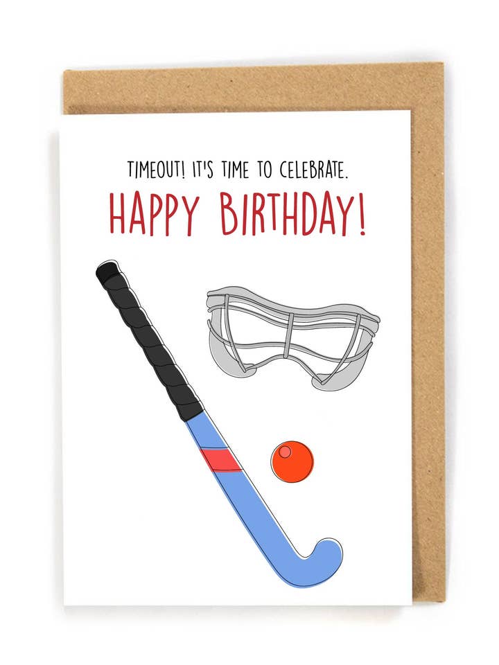 Field hockey sport fødselsdagskort for engroshandel hos DensenDesign