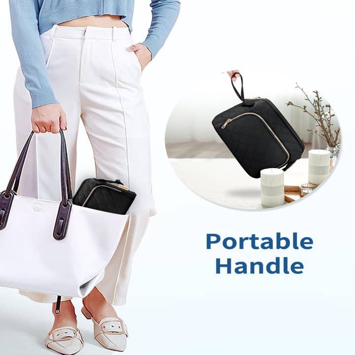 wandf - Wholesale Makeup/Cosmetic Bag - Wide-open Quilted Travel Makeup Organizer Bag with Handle34