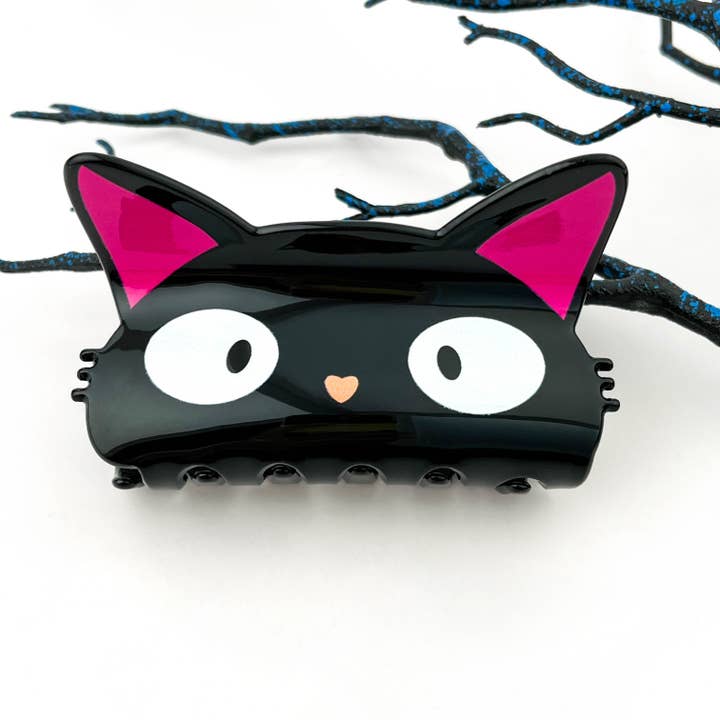 mildstyles - Wholesale Hair Clip - Women's - Moon & Black Cat PVC Printed Animal Hair Claw Clip