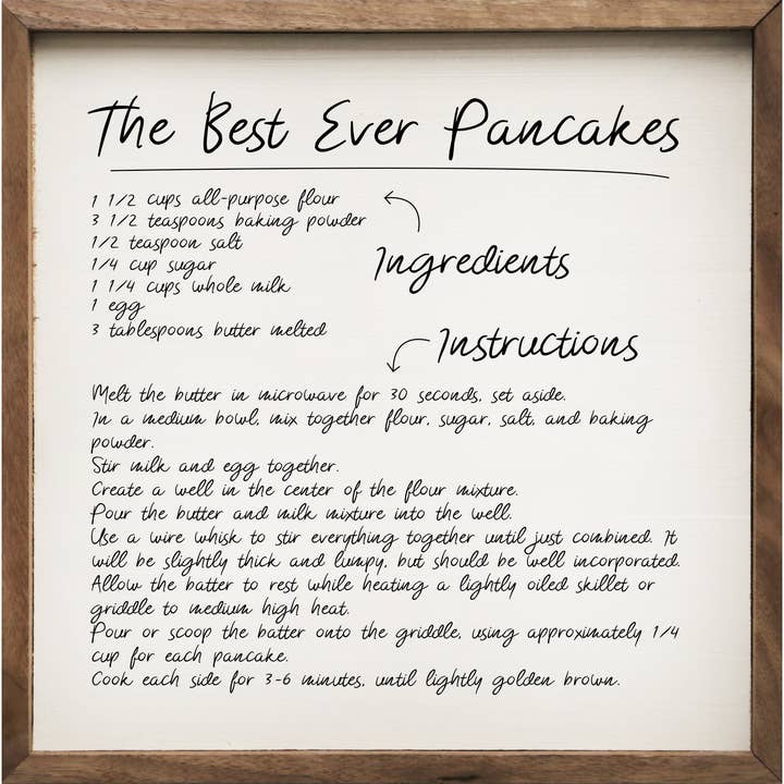 Recipe Best Ever Pancakes White for wholesale by Kendrick Home