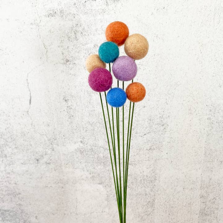 Oakwind Hollow – Flores artificiais por atacado – Conjunto de 8 Bouquet de Bolas de Flor de Lã de Feltro Pastel Dream1