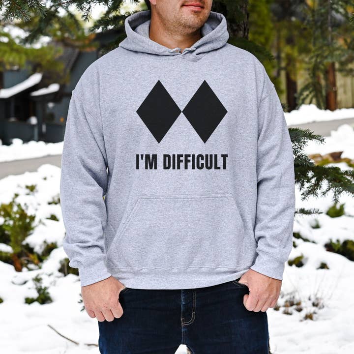 208 Tees - Wholesale Hoodie - Women's - Hilarious I'm Difficult Crewneck Skier Hoodie Skiing Sweatshirt 166