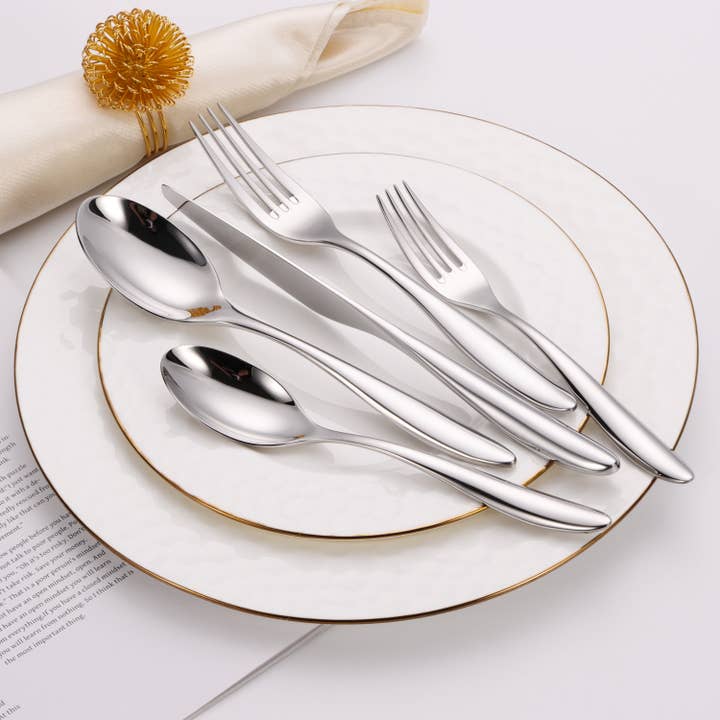 VIVIENCE - Wholesale Flatware Set - 20 Pc Flatware Set with Wavy Handle (4 color options)7