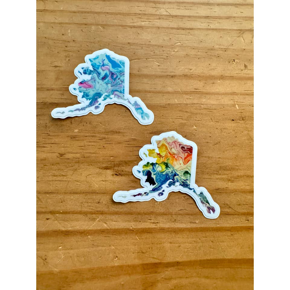 AbstractbyRabrams - Wholesale Sticker - Trans Pride Alaska Sticker, LGBTQ Alaska Rainbow Alaska7