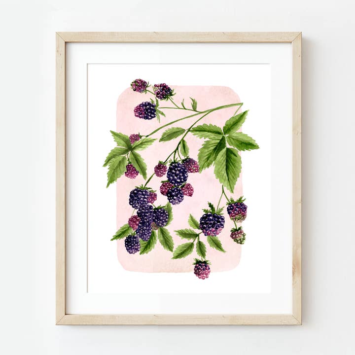 NorthHouse Creative Co. - Wholesale Art Print - Blackberries Watercolor Print 0