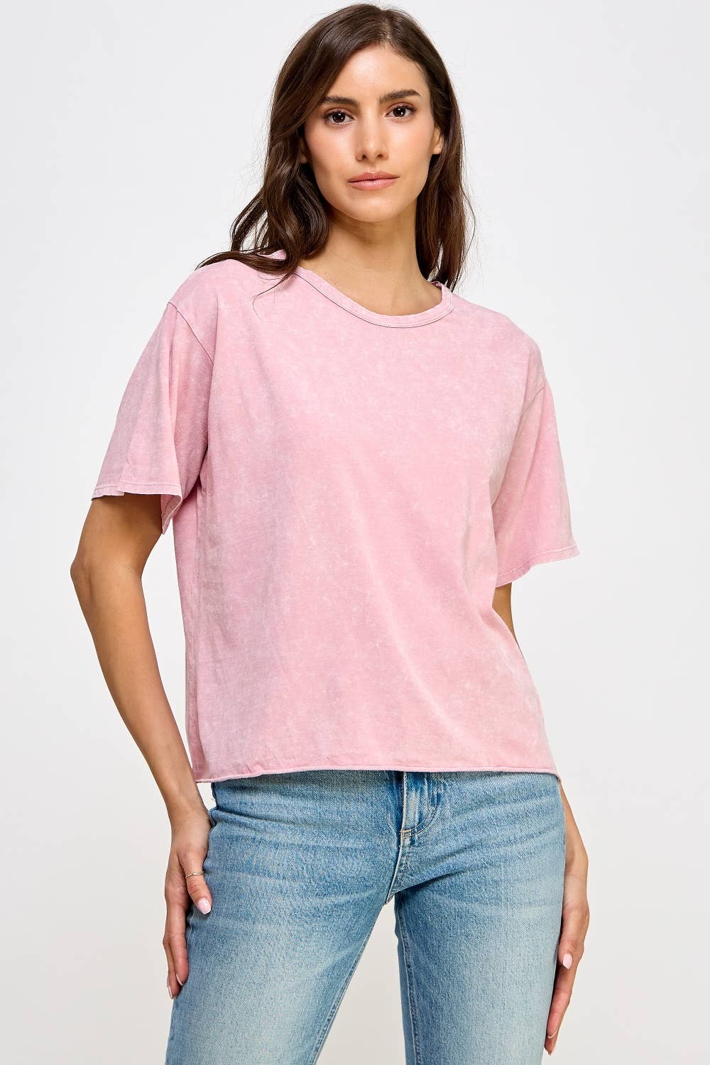 Honestee - Wholesale T-Shirt (Graphic) - Women's - Blank Mineral Washed Long Cropped T-Shirt16