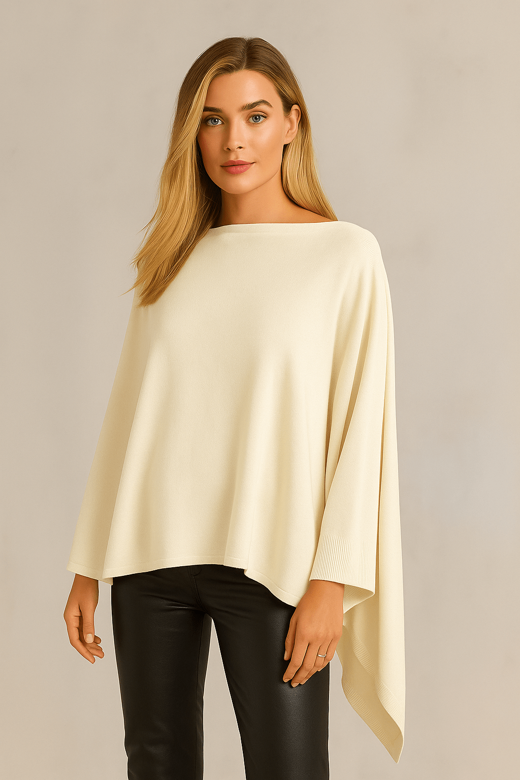 MiMi Wholesale - Wholesale Poncho - Women's - CCP320056 Juney Soft Classic Knit Poncho Ruana26