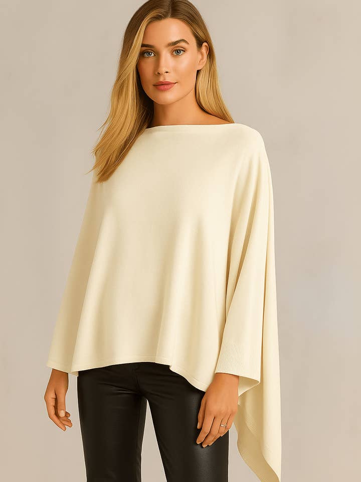MiMi Wholesale - Wholesale Poncho - Women's - CCP320056 Juney Soft Classic Knit Poncho Ruana26