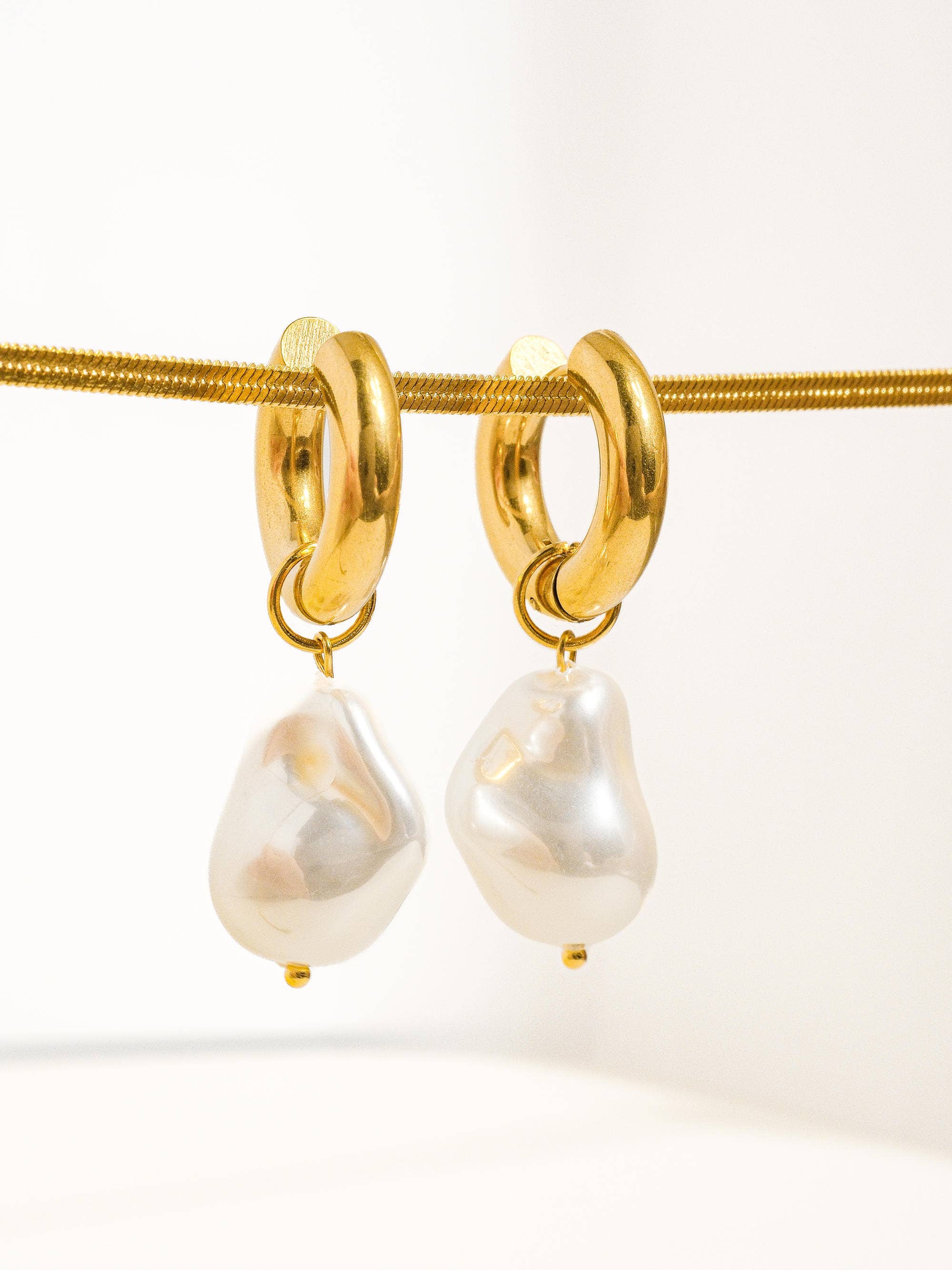 Oceana Gold Statement Large Pearl Earring for wholesale on Faire5