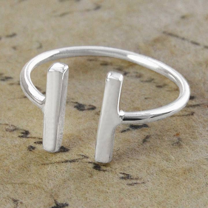 Minimal Bar Geometric Silver Ring for wholesale by Otis Jaxon London