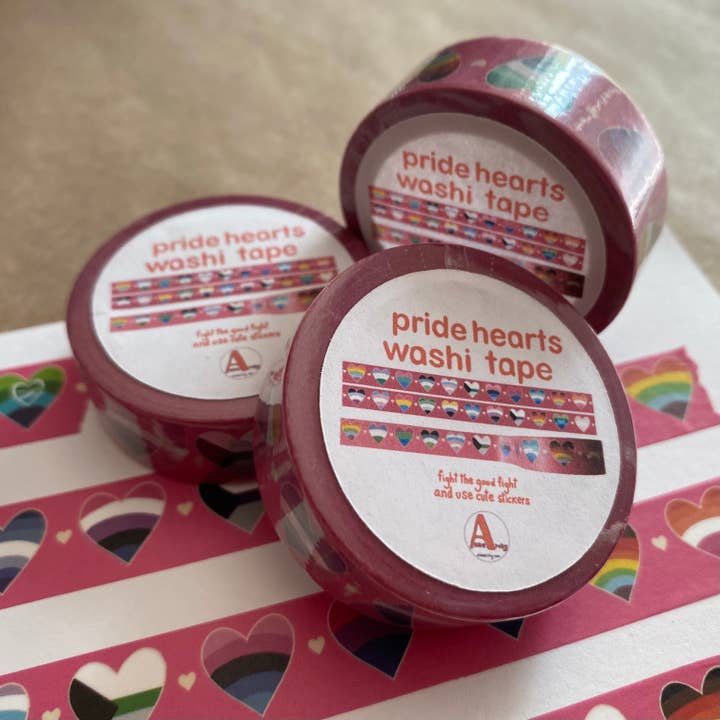 Pride Hearts washi tape for wholesale by AnneArchy
