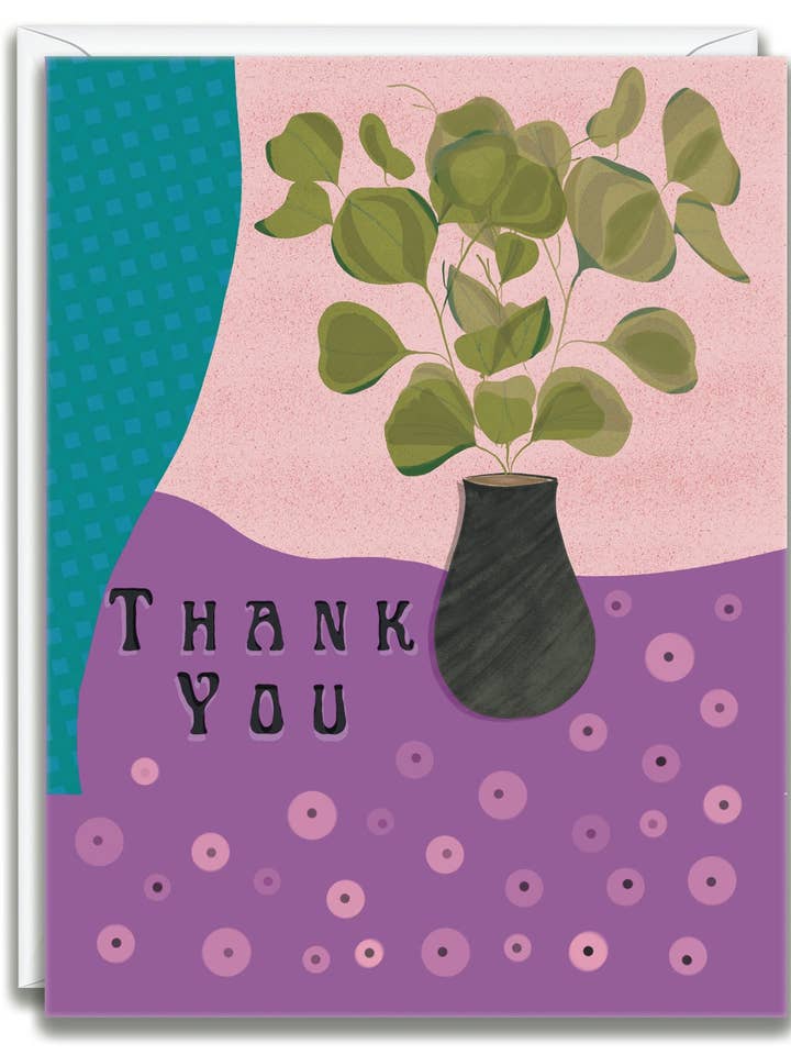 Greeting Card Thank You Card Purple Vase for wholesale by Julia Frost Art