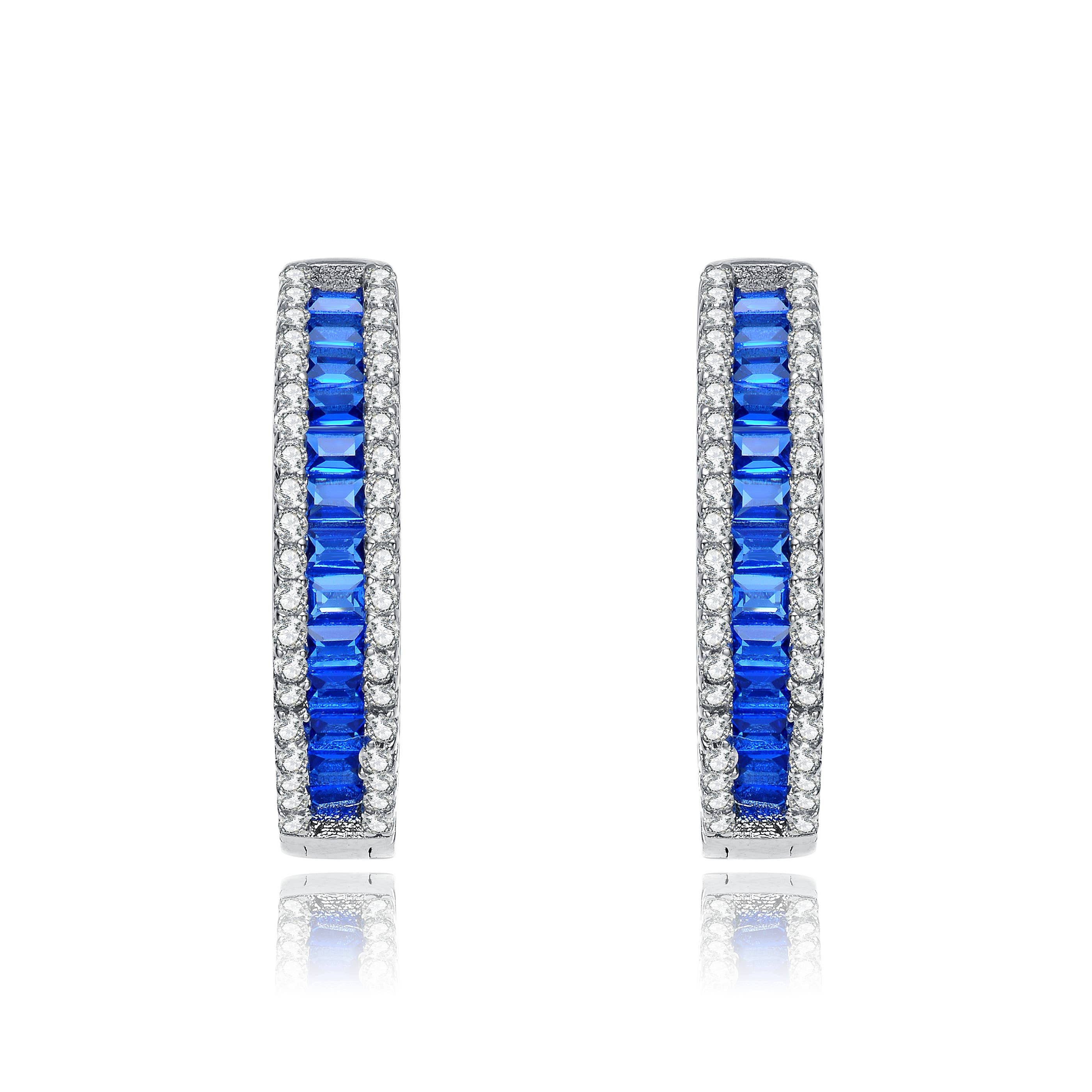 Genevive - Vendita all'ingrosso Orecchini a cerchio - Orecchini a Cerchio in Argento Sterling con Zirconia Cubica Colorata6